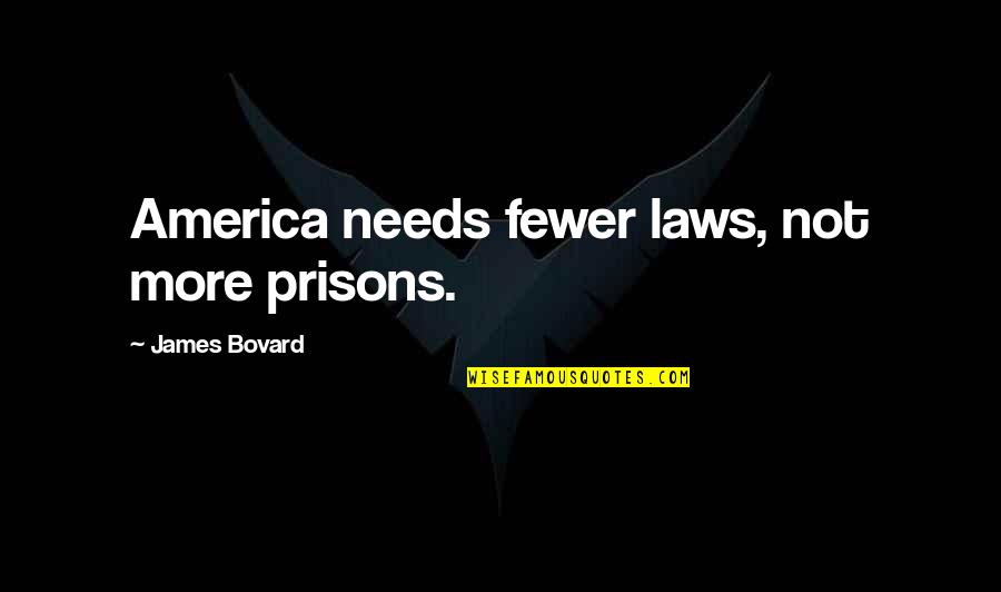 James Bovard Quotes By James Bovard: America needs fewer laws, not more prisons.