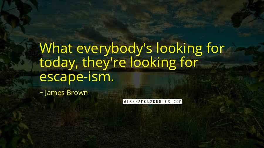 James Brown quotes: What everybody's looking for today, they're looking for escape-ism.