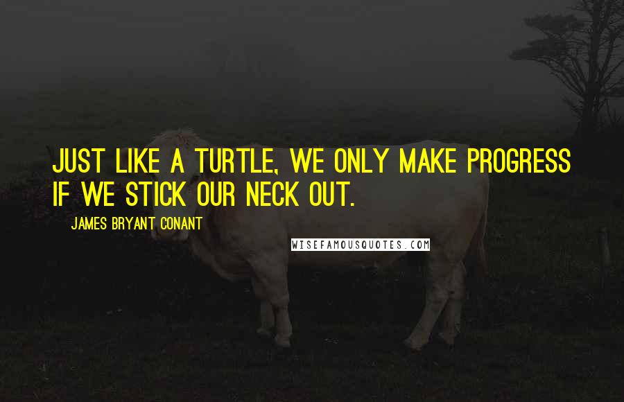 James Bryant Conant quotes: Just like a turtle, we only make progress if we stick our neck out.