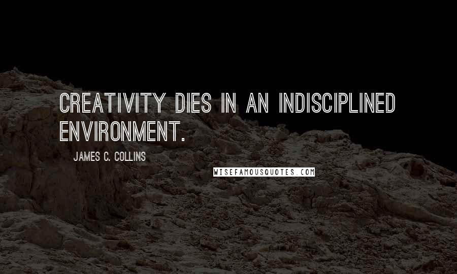 James C. Collins quotes: Creativity dies in an indisciplined environment.