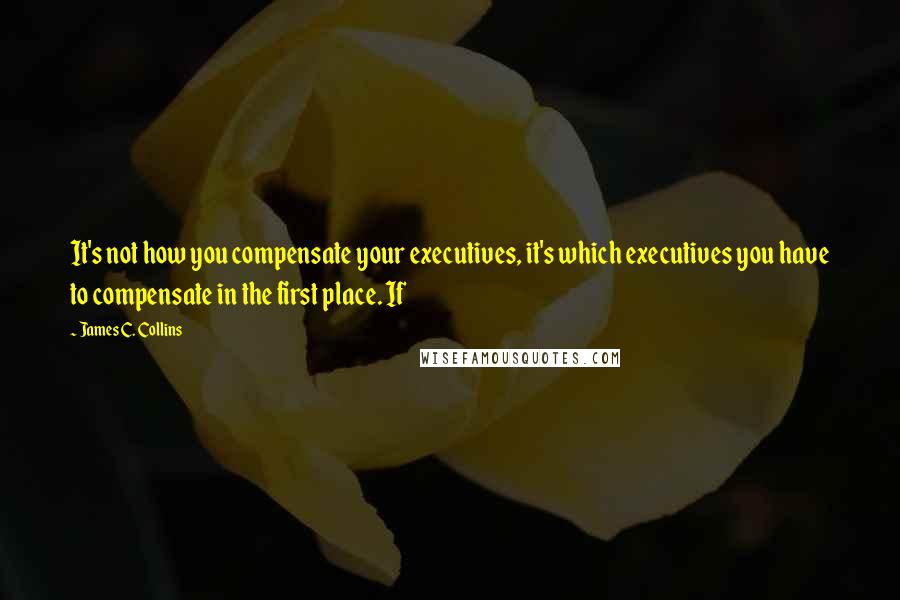 James C. Collins quotes: It's not how you compensate your executives, it's which executives you have to compensate in the first place. If