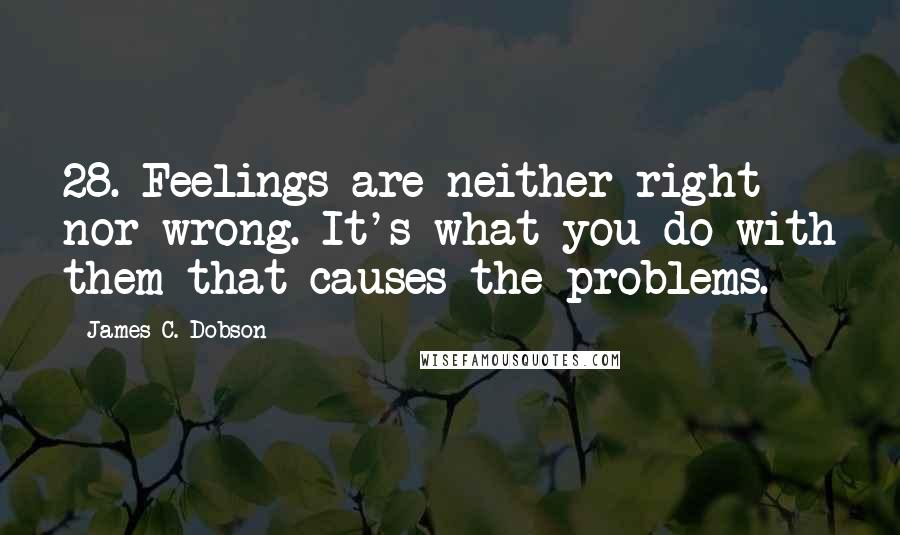 James C. Dobson quotes: 28. Feelings are neither right nor wrong. It's what you do with them that causes the problems.
