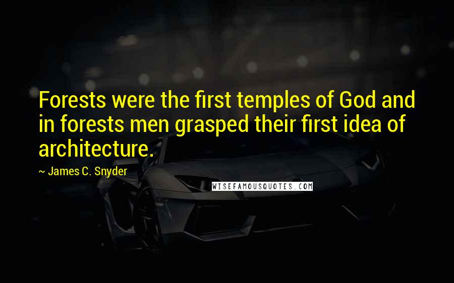 James C. Snyder quotes: Forests were the first temples of God and in forests men grasped their first idea of architecture.