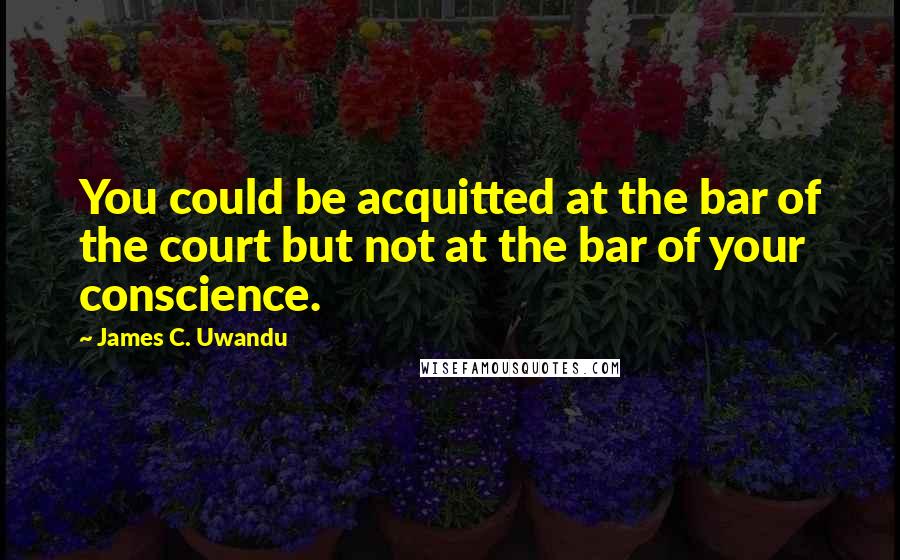 James C. Uwandu quotes: You could be acquitted at the bar of the court but not at the bar of your conscience.