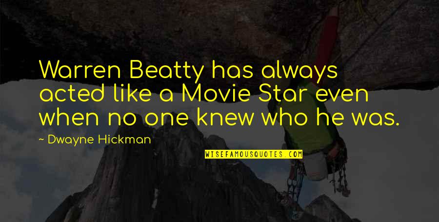 James Cagney Movie Quotes By Dwayne Hickman: Warren Beatty has always acted like a Movie