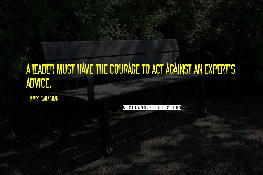 James Callaghan quotes: A leader must have the courage to act against an expert's advice.