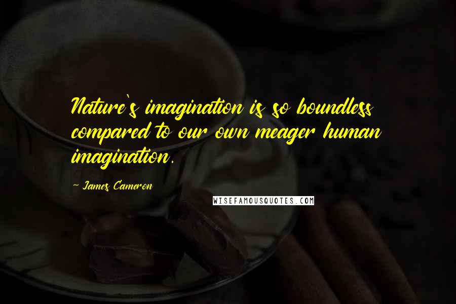 James Cameron quotes: Nature's imagination is so boundless compared to our own meager human imagination.