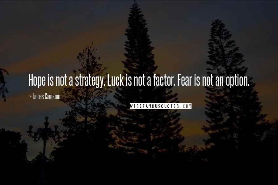 James Cameron quotes: Hope is not a strategy. Luck is not a factor. Fear is not an option.