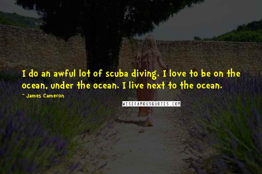 James Cameron quotes: I do an awful lot of scuba diving. I love to be on the ocean, under the ocean. I live next to the ocean.