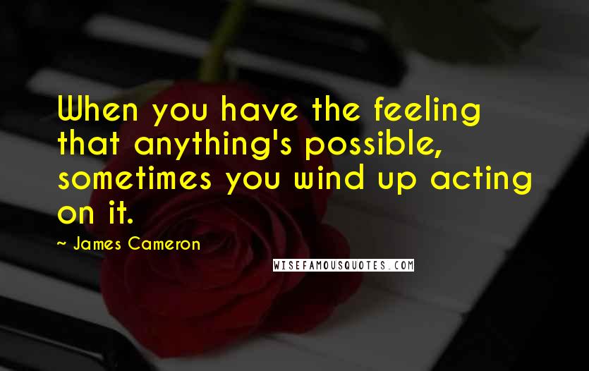 James Cameron quotes: When you have the feeling that anything's possible, sometimes you wind up acting on it.