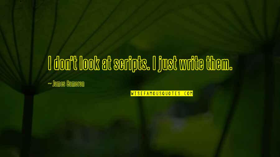 James Cameron Quotes By James Cameron: I don't look at scripts. I just write