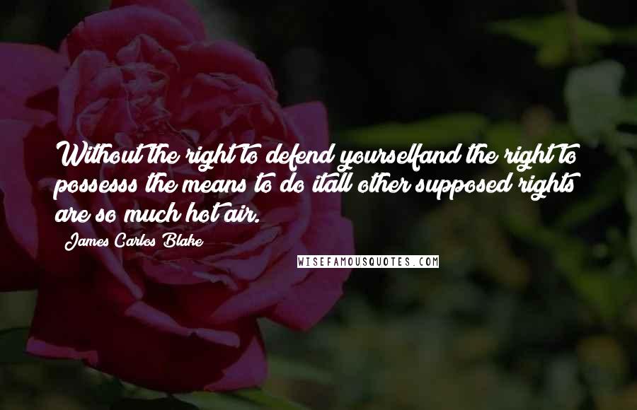 James Carlos Blake quotes: Without the right to defend yourselfand the right to possesss the means to do itall other supposed rights are so much hot air.