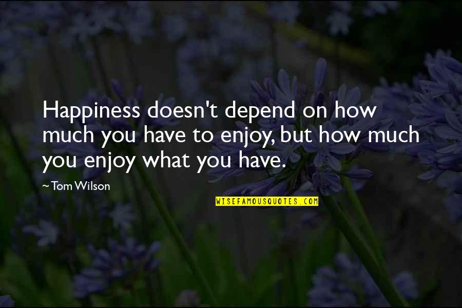 James Champy Quotes By Tom Wilson: Happiness doesn't depend on how much you have