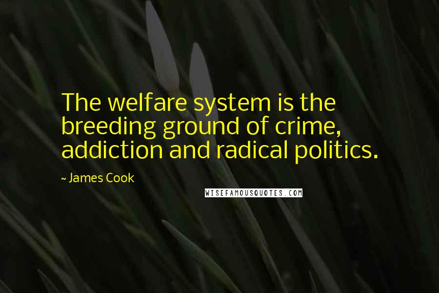 James Cook quotes: The welfare system is the breeding ground of crime, addiction and radical politics.