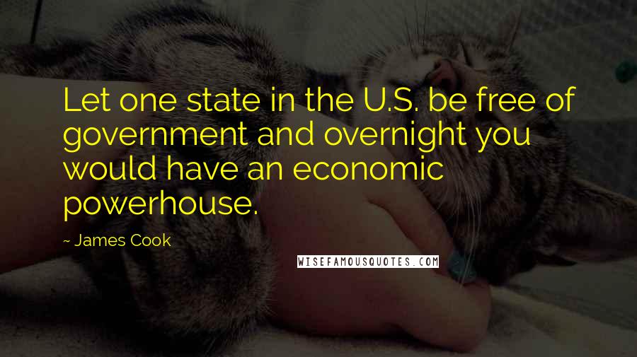 James Cook quotes: Let one state in the U.S. be free of government and overnight you would have an economic powerhouse.