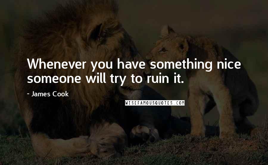 James Cook quotes: Whenever you have something nice someone will try to ruin it.