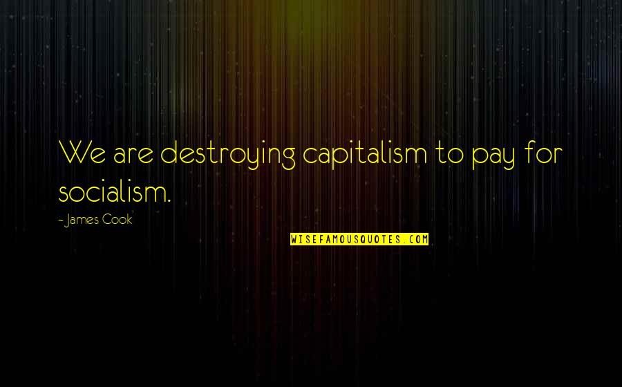 James Cook's Quotes By James Cook: We are destroying capitalism to pay for socialism. James Cook's Quotes By James Cook: We are destroying capitalism to pay for socialism.