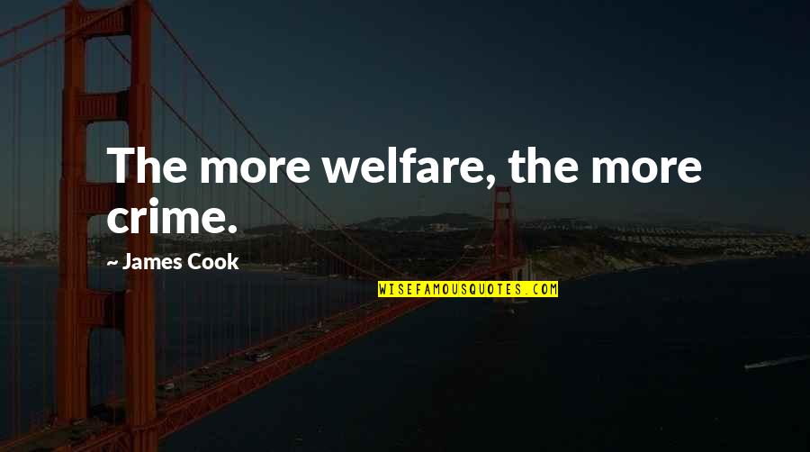 James Cook's Quotes By James Cook: The more welfare, the more crime. James Cook's Quotes By James Cook: The more welfare, the more crime.