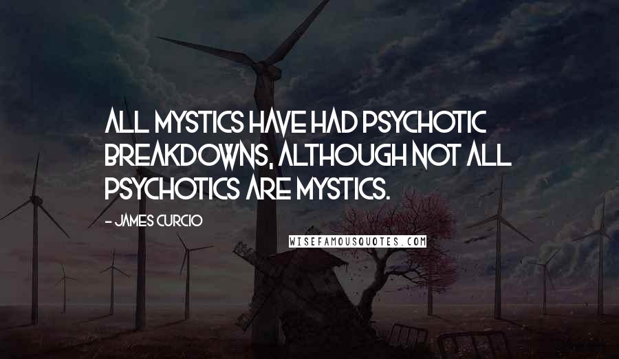 James Curcio quotes: All mystics have had psychotic breakdowns, although not all psychotics are mystics.
