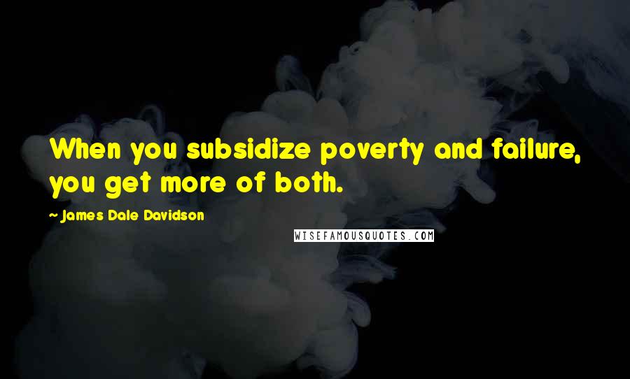 James Dale Davidson quotes: When you subsidize poverty and failure, you get more of both.