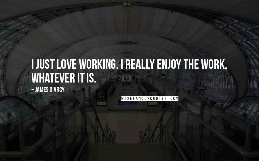 James D'arcy quotes: I just love working. I really enjoy the work, whatever it is.