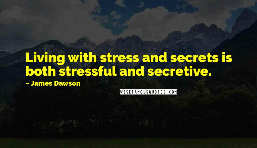 James Dawson quotes: Living with stress and secrets is both stressful and secretive.