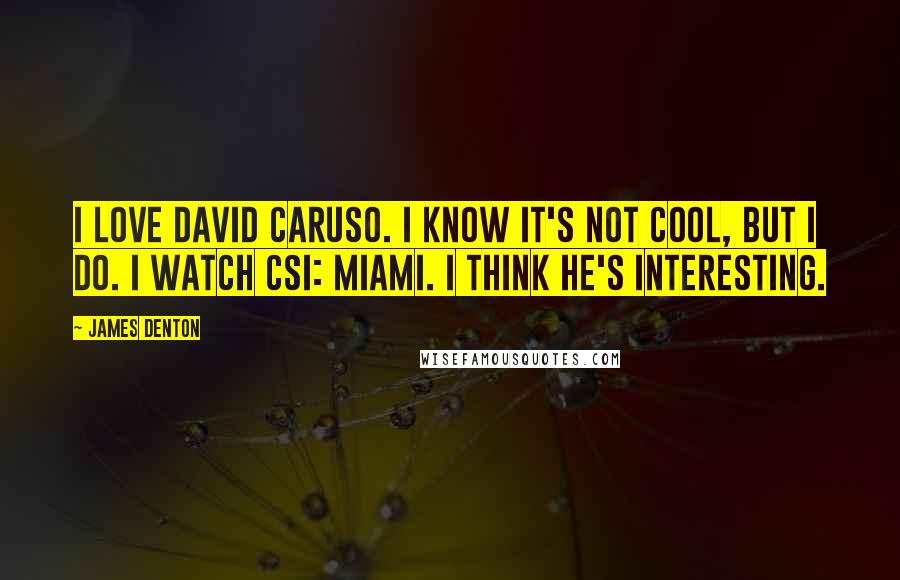 James Denton quotes: I love David Caruso. I know it's not cool, but I do. I watch CSI: Miami. I think he's interesting.