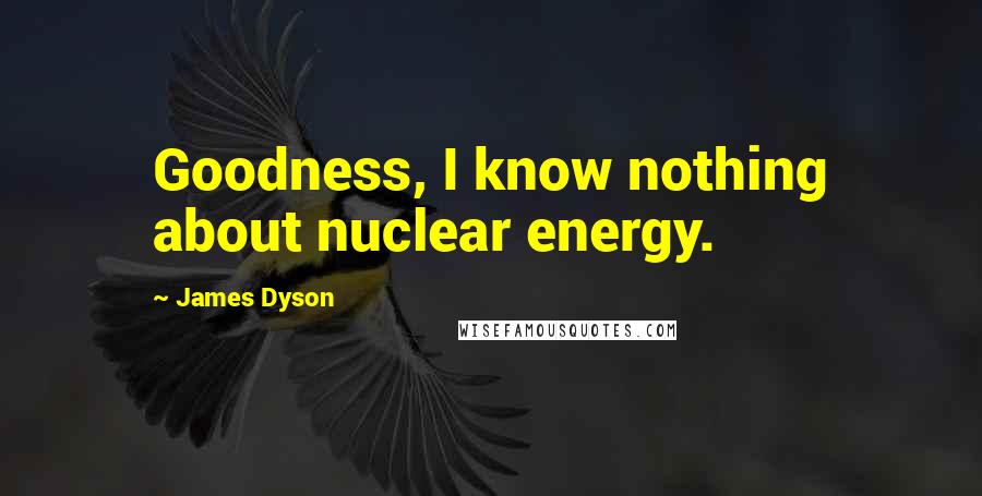 James Dyson quotes: Goodness, I know nothing about nuclear energy.