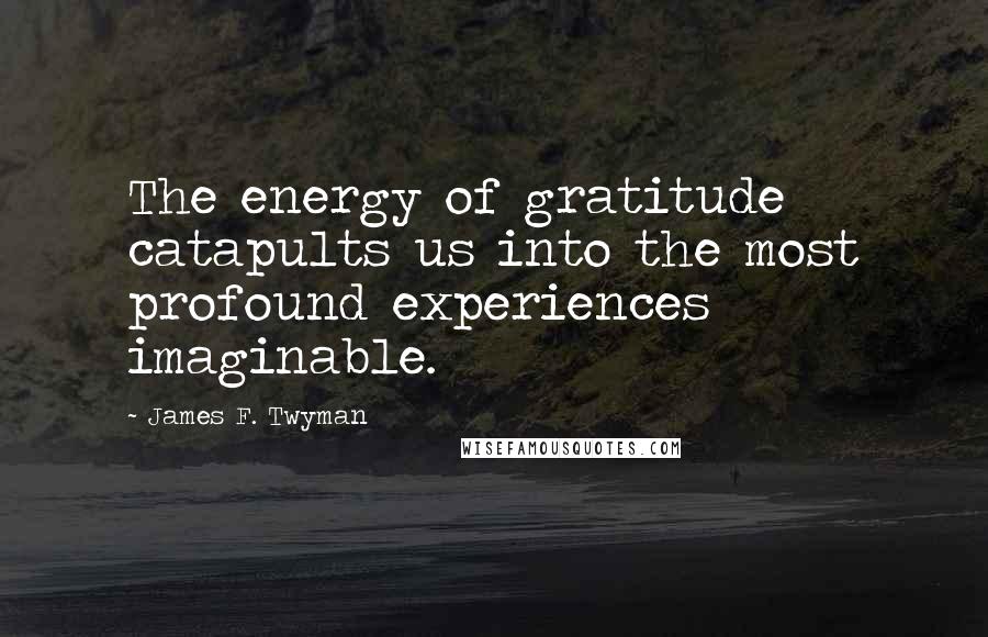 James F. Twyman quotes: The energy of gratitude catapults us into the most profound experiences imaginable.