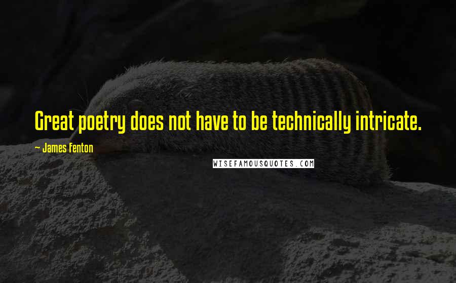 James Fenton quotes: Great poetry does not have to be technically intricate.