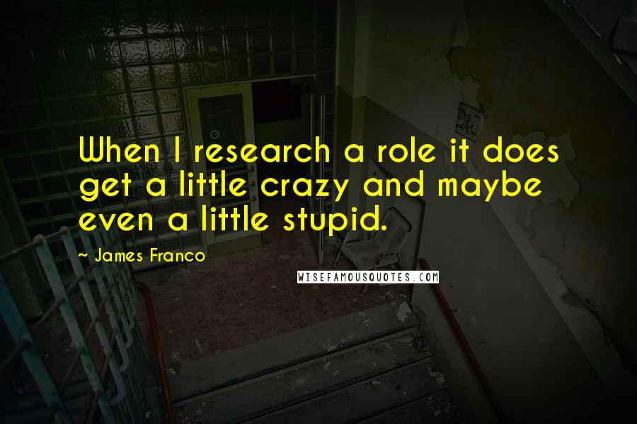 James Franco quotes: When I research a role it does get a little crazy and maybe even a little stupid.