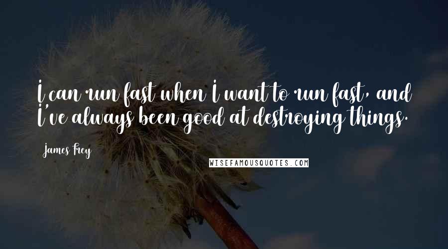 James Frey quotes: I can run fast when I want to run fast, and I've always been good at destroying things.