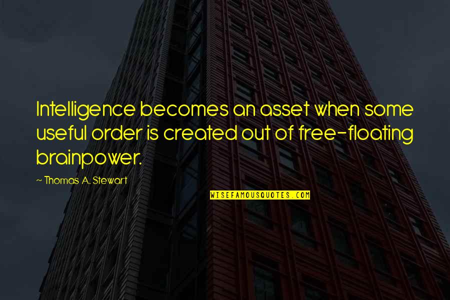 James Galanis Quotes By Thomas A. Stewart: Intelligence becomes an asset when some useful order