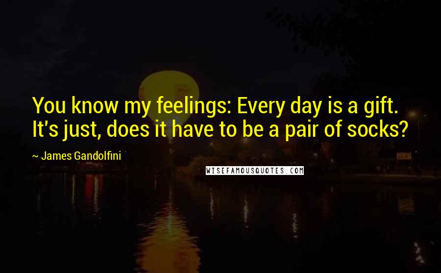 James Gandolfini quotes: You know my feelings: Every day is a gift. It's just, does it have to be a pair of socks?