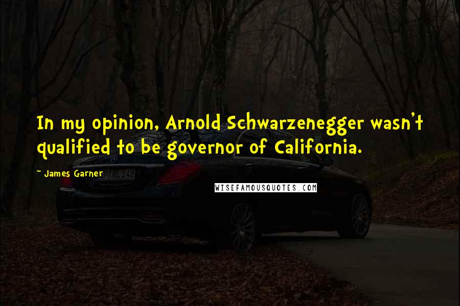 James Garner quotes: In my opinion, Arnold Schwarzenegger wasn't qualified to be governor of California.