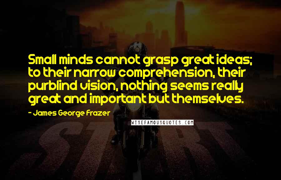 James George Frazer quotes: Small minds cannot grasp great ideas; to their narrow comprehension, their purblind vision, nothing seems really great and important but themselves.