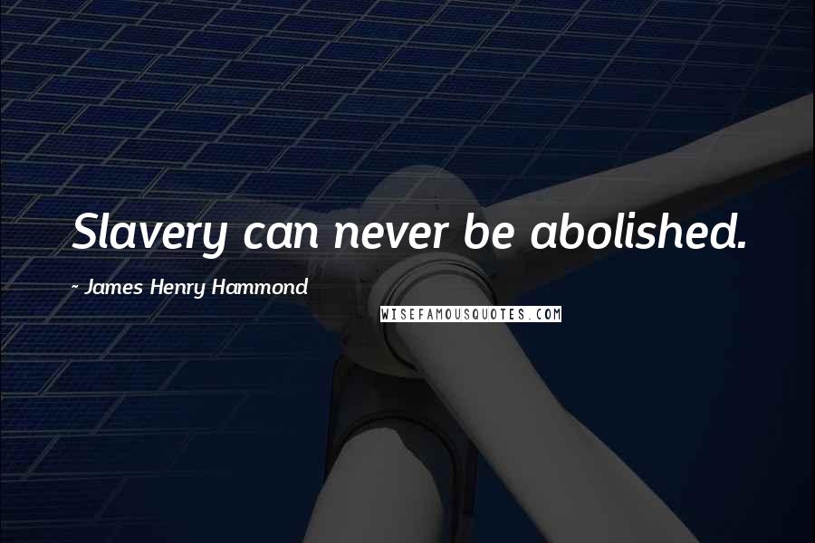 James Henry Hammond quotes: Slavery can never be abolished.