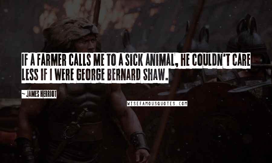 James Herriot quotes: If a farmer calls me to a sick animal, he couldn't care less if I were George Bernard Shaw.