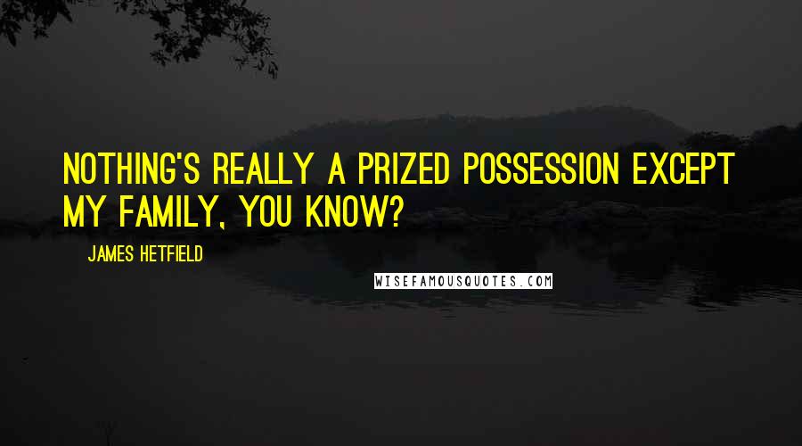 James Hetfield quotes: Nothing's really a prized possession except my family, you know?