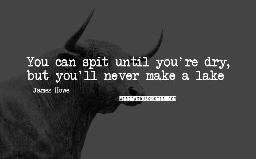 James Howe quotes: You can spit until you're dry, but you'll never make a lake