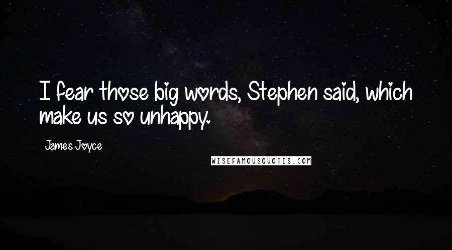 James Joyce quotes: I fear those big words, Stephen said, which make us so unhappy.