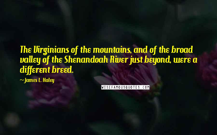 James L. Haley quotes: The Virginians of the mountains, and of the broad valley of the Shenandoah River just beyond, were a different breed.
