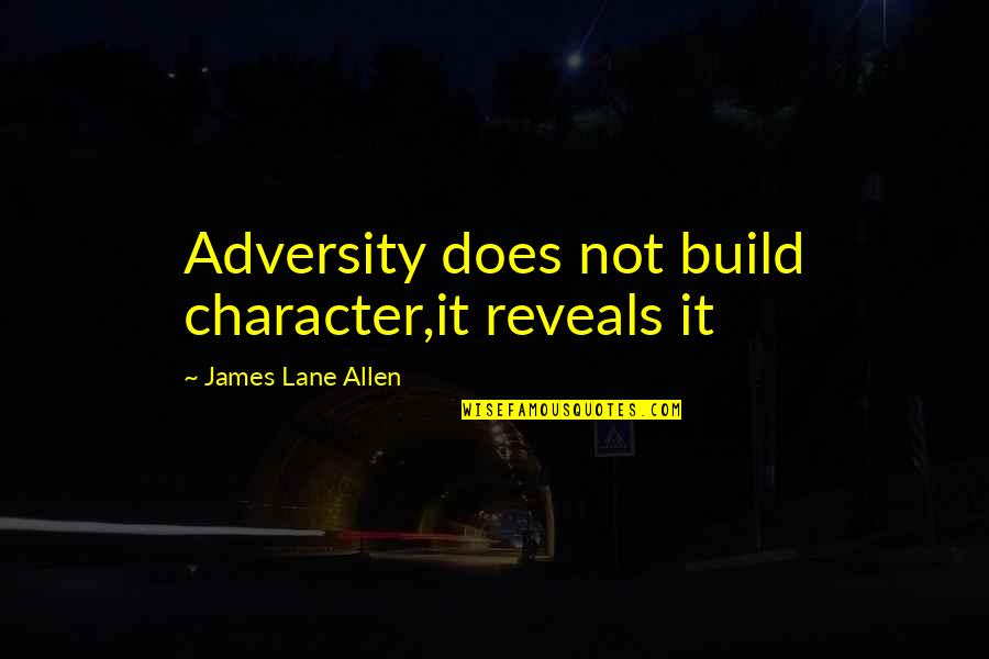 James Lane Allen Quotes By James Lane Allen: Adversity does not build character,it reveals it James Lane Allen Quotes By James Lane Allen: Adversity does not build character,it reveals it