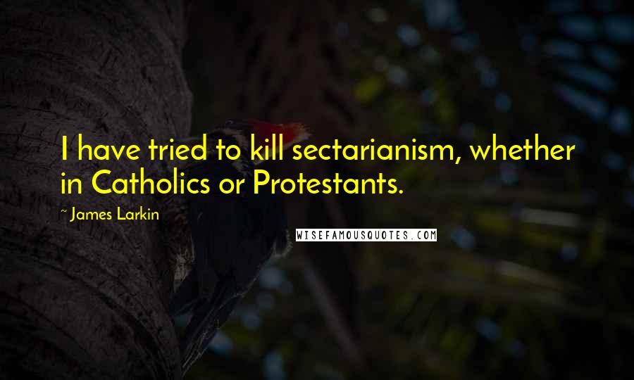 James Larkin quotes: I have tried to kill sectarianism, whether in Catholics or Protestants.