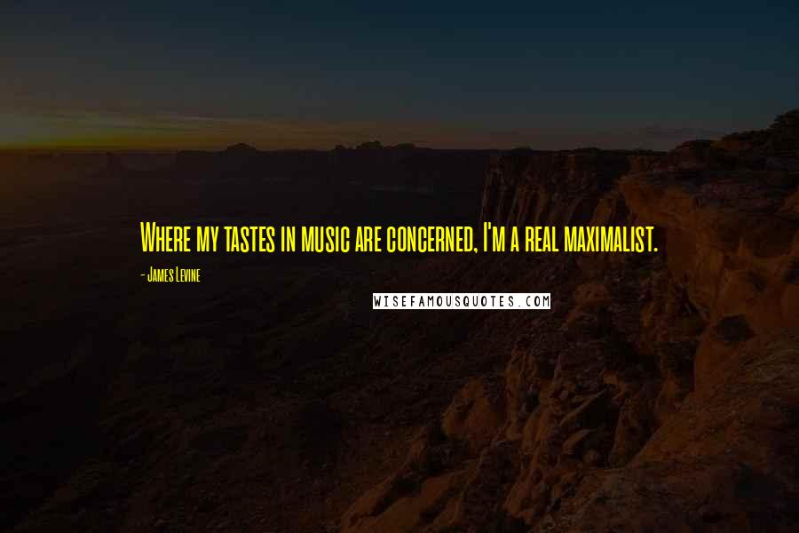 James Levine quotes: Where my tastes in music are concerned, I'm a real maximalist. James Levine quotes: Where my tastes in music are concerned, I'm a real maximalist.