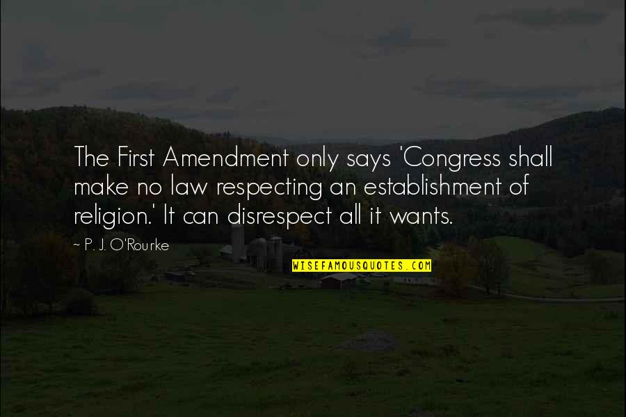 James Lileks Quotes By P. J. O'Rourke: The First Amendment only says 'Congress shall make