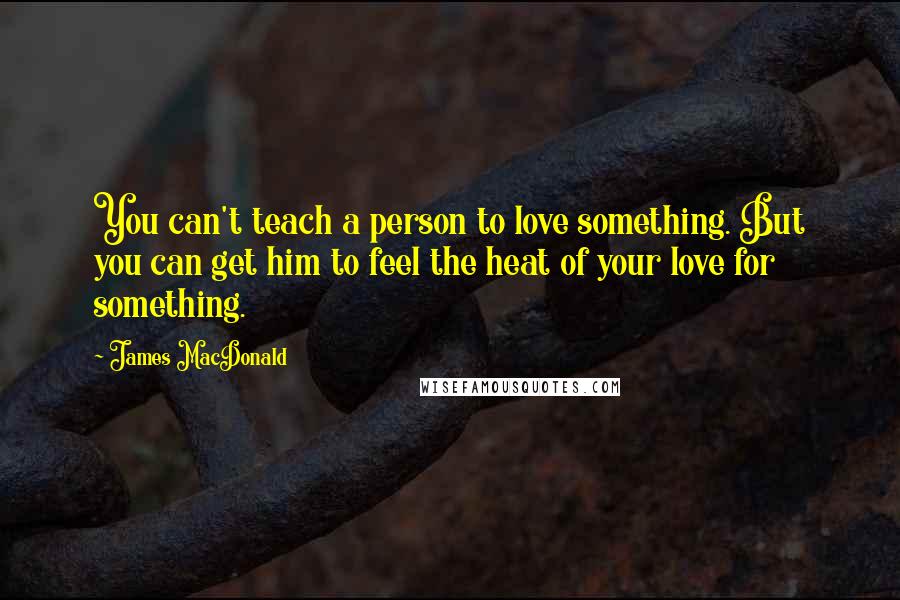 James MacDonald quotes: You can't teach a person to love something. But you can get him to feel the heat of your love for something.