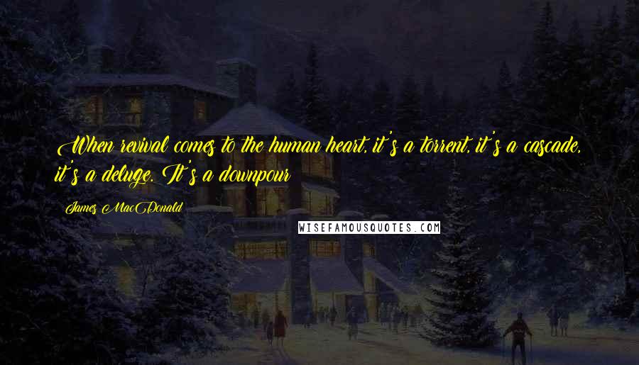 James MacDonald quotes: When revival comes to the human heart, it's a torrent, it's a cascade, it's a deluge. It's a downpour!