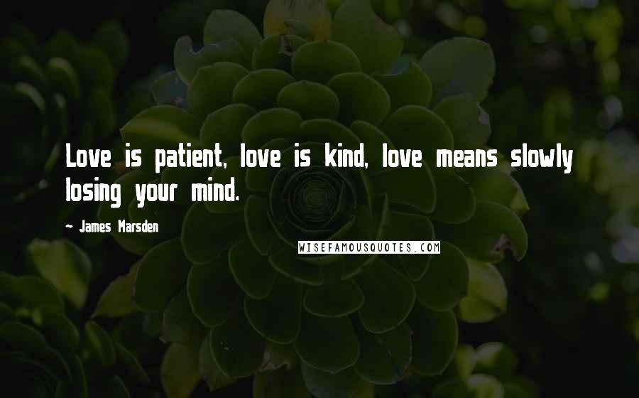 James Marsden quotes: Love is patient, love is kind, love means slowly losing your mind.