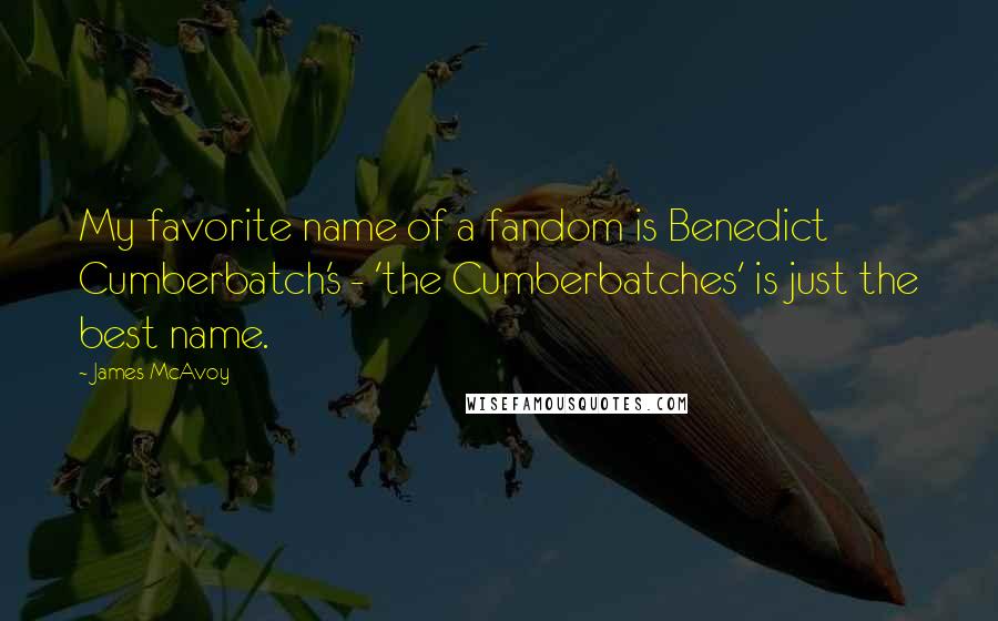 James McAvoy quotes: My favorite name of a fandom is Benedict Cumberbatch's - 'the Cumberbatches' is just the best name.